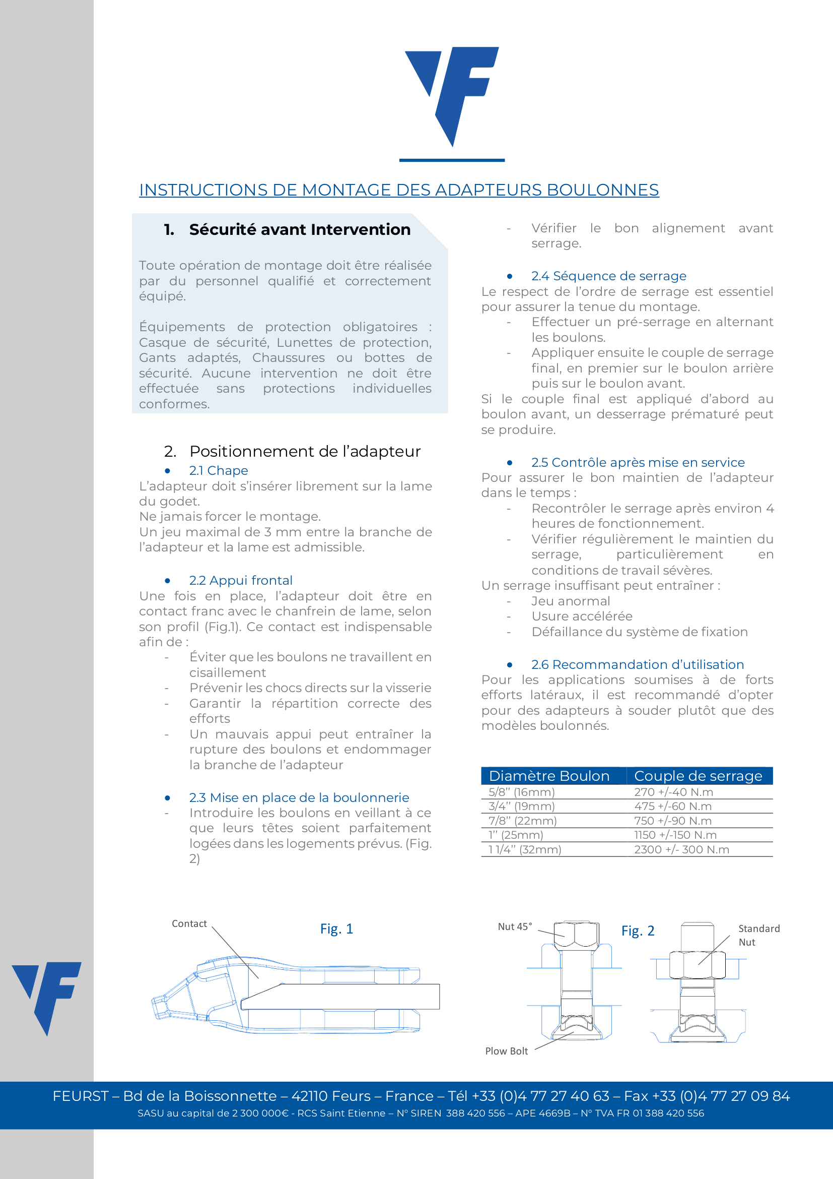 MONTAGE DES ADAPTEURS BOULONNES