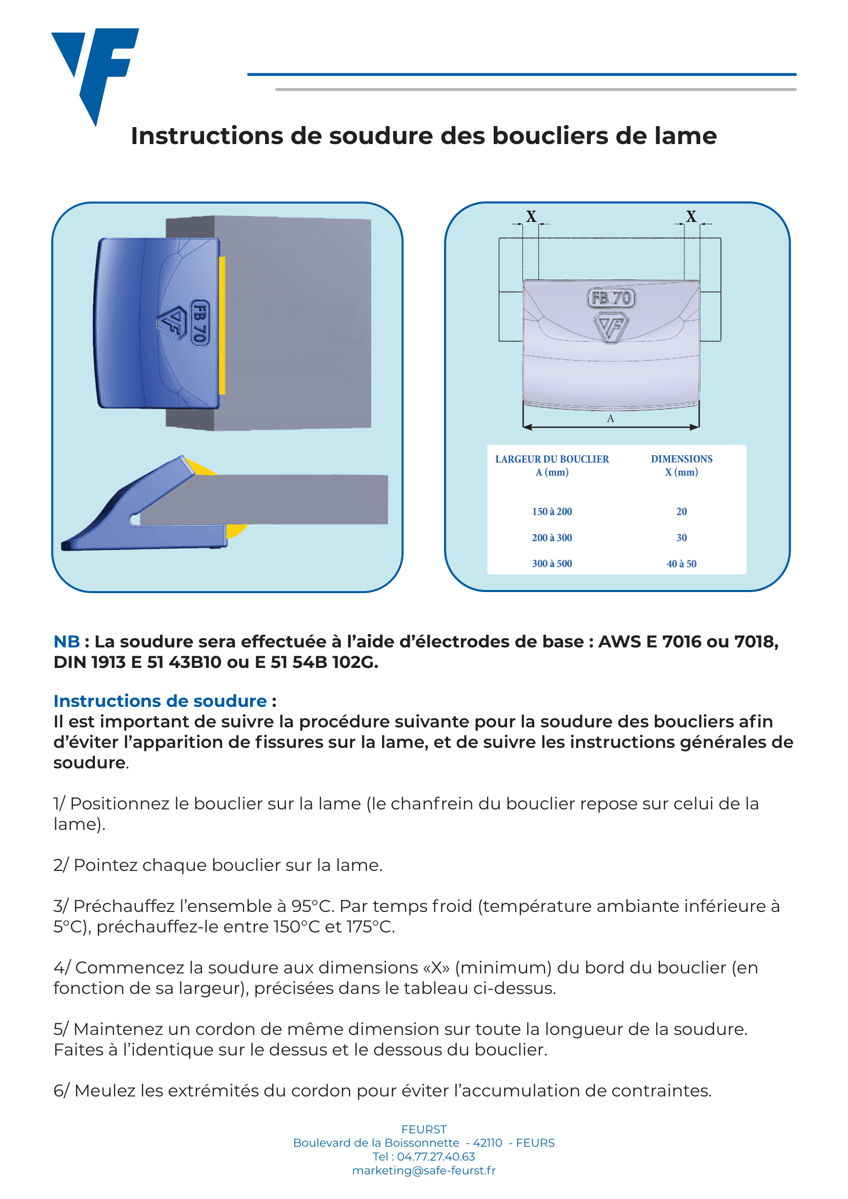 INSTRUCTIONS DE SOUDAGE BOUCLIER
