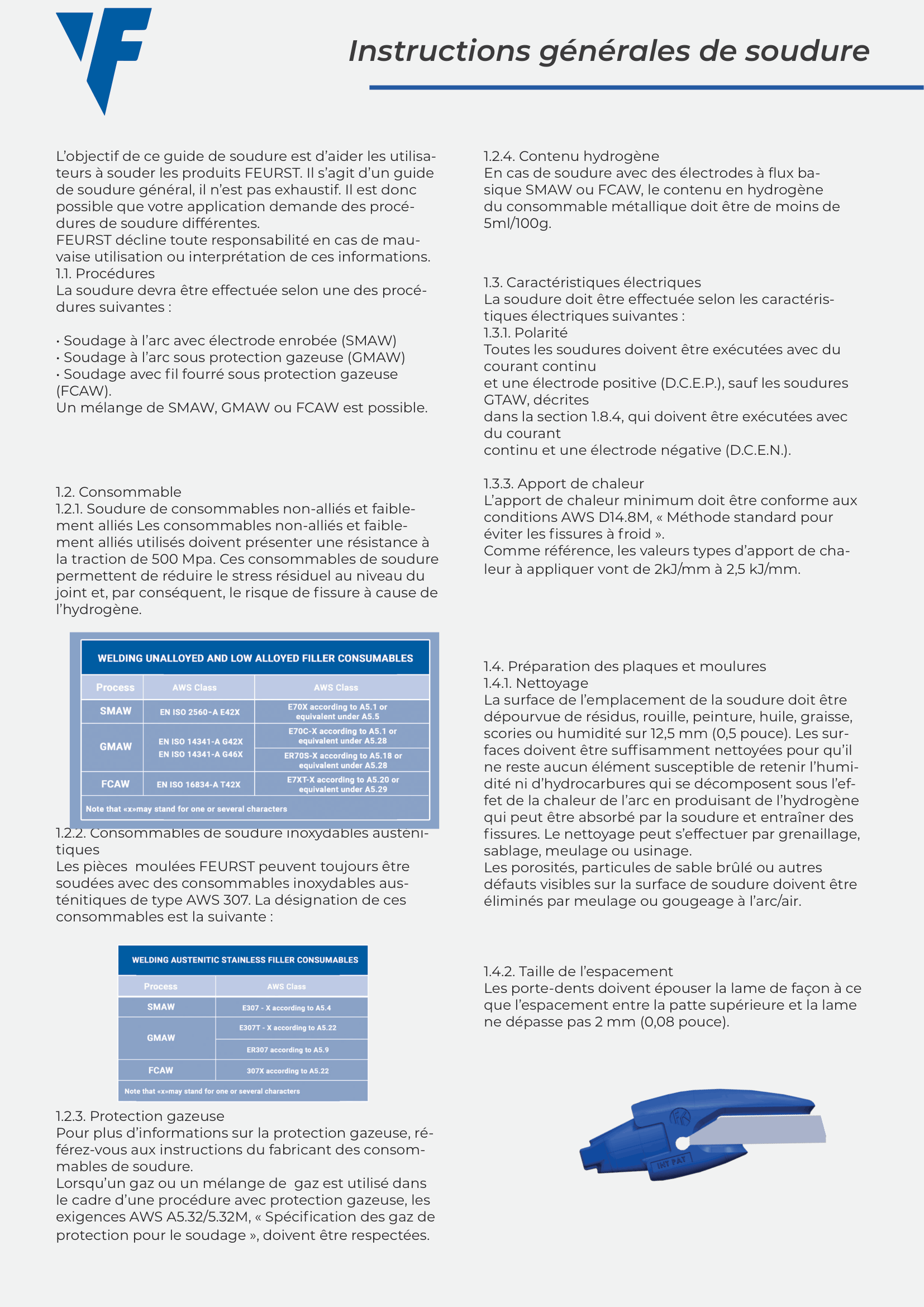 INSTRUCTIONS DE SOUDAGE ADAPTEUR